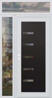 Diamond C8 52" x 96" white/white clear Glass Panel black RHI with Sidelite and Transom clear Glass