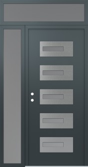 Diamond D6 52" x 96" anthracite/anthracite frosted Glass Panel stainless steel RHI with Sidelite and Transom frosted Glass