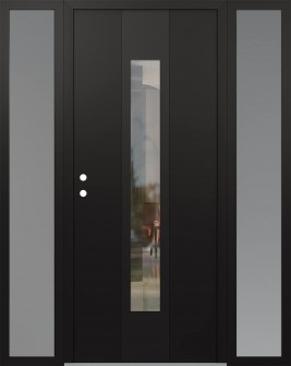 DIAMOND A1 68" X 80" BLACK/BLACK CLEAR GLASS PANEL BLACK RHI WITH 2 SIDELITES FROSTED GLASS