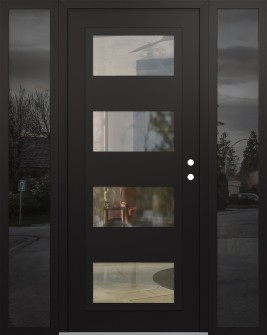 Diamond C2 68" x 80" black/black clear Glass Panel black LHI with 2 Sidelites mirrored Glass