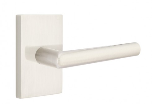 EMTEK STUTTGART LEVER WITH MODERN RECTANGULAR ROSETTE PRIVACY RH SATIN NICKEL (US15) 5212