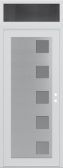 Diamond C5 36" x 96" white/white frosted Glass Panel stainless steel LHI with Transom mirrored Glass