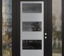 Modern Steel Front Door Diamond C2 60" x 96" black/black mirrored Glass Panel stainless steel LHI with 2 Sidelites and Transom clear Glass