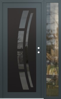 Diamond C12 50" x 80" anthracite/anthracite mirrored Glass Panel black LHI with Sidelite clear Glass