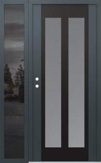 Diamond C14 52" x 80" anthracite/anthracite frosted Glass Panel black RHI with Sidelite mirrored Glass