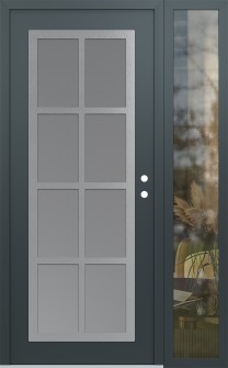 Diamond C16 50" x 80" anthracite/anthracite frosted Glass Panel stainless steel LHI with Sidelite clear Glass