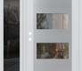 Modern Steel Front Door Diamond C2 50" x 80" white/white clear Glass Panel stainless steel RHI with Sidelite mirrored Glass