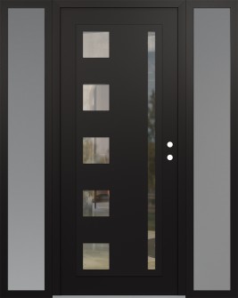 Diamond C3 68" x 80" black/black clear Glass Panel black LHI with 2 Sidelites frosted Glass