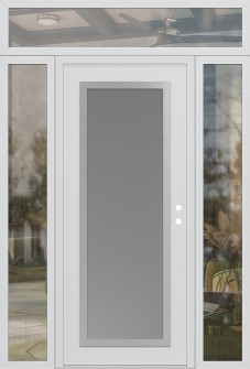 Diamond C1 60" x 96" white/white frosted Glass Panel stainless steel LHI with 2 Sidelites and Transom clear Glass