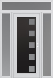 Diamond C5 60" x 96" white/white frosted Glass Panel black LHI with 2 Sidelites and Transom frosted Glass