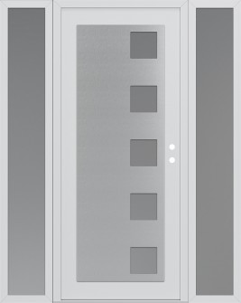 Diamond C5 64" x 80" white/white frosted Glass Panel stainless steel LHI with 2 Sidelites frosted Glass