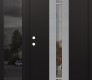 Modern Steel Front Door DIAMOND A4 50" X 80" BLACK/BLACK CLEAR GLASS PANEL STAINLESS STEEL RHI WITH SIDELITE MIRRORED GLASS