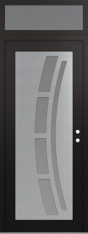 Diamond C12 36" x 96" black/white frosted Glass Panel stainless steel LHI with Transom frosted Glass