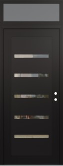 Diamond C7 36" x 96" black/black clear Glass Panel black LHI with Transom frosted Glass