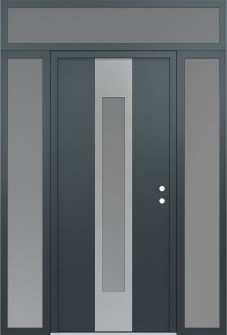 DIAMOND A1 64" X 96" ANTHRACITE/ANTHRACITE FROSTED GLASS PANEL STAINLESS STEEL LHI WITH 2 SIDELITES AND TRANSOM FROSTED GLASS