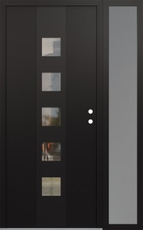 DIAMOND A13 48" X 80" BLACK/BLACK CLEAR GLASS PANEL BLACK LHI WITH SIDELITE FROSTED GLASS