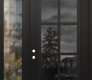 Modern Steel Front Door Diamond C16 50" x 96" black/black mirrored Glass Panel black RHI with Sidelite and Transom clear Glass