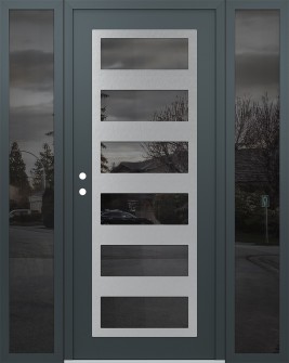 Diamond C9 60" x 80" anthracite/anthracite mirrored Glass Panel stainless steel RHI with 2 Sidelites mirrored Glass