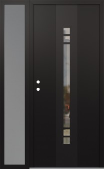 DIAMOND A4 48" X 80" BLACK/BLACK CLEAR GLASS PANEL BLACK RHI WITH SIDELITE FROSTED GLASS