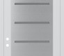 Modern Steel Front Door Diamond C11 36" x 96" white/white frosted Glass Panel stainless steel RHI with Transom frosted Glass