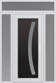 Diamond C4 64" x 96" white/white frosted Glass Panel black LHI with 2 Sidelites and Transom frosted Glass