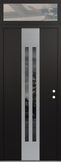 DIAMOND A8 36" X 96" BLACK/BLACK MIRRORED GLASS PANEL STAINLESS STEEL LHI WITH TRANSOM CLEAR GLASS
