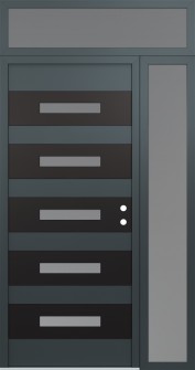 Diamond D9 50" x 96" anthracite/anthracite frosted Glass Panel black LHI with Sidelite and Transom frosted Glass