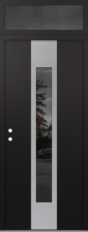 DIAMOND A1 36" X 96" BLACK/BLACK MIRRORED GLASS PANEL STAINLESS STEEL RHI WITH TRANSOM MIRRORED GLASS