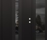 Modern Steel Front Door DIAMOND A5 50" X 80" BLACK/BLACK MIRRORED GLASS PANEL BLACK LHI WITH SIDELITE MIRRORED GLASS
