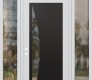 Modern Steel Front Door Diamond C13 68" x 96" white/white clear Glass Panel black RHI with 2 Sidelites and Transom clear Glass