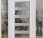 Modern Steel Front Door Diamond C9 60" x 96" white/white clear Glass Panel stainless steel RHI with 2 Sidelites and Transom clear Glass