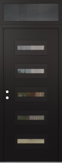 Diamond D4 36" x 96" black/black clear Glass Panel black RHI with Transom mirrored Glass