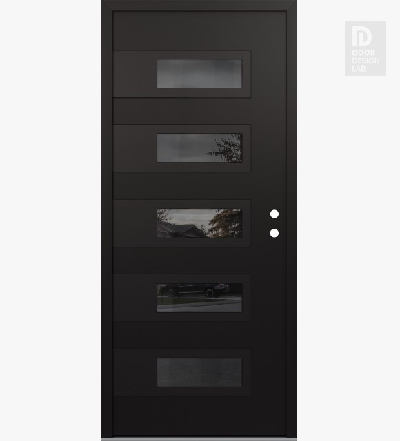 Modern Steel Front Door Diamond D3 36" x 80" black/black mirrored Glass Panel black LHI