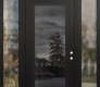 Modern Steel Front Door Diamond C1 68" x 96" black/black mirrored Glass Panel black LHI with 2 Sidelites and Transom clear Glass