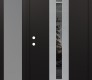 Modern Steel Front Door DIAMOND A5 50" X 80" BLACK/BLACK MIRRORED GLASS PANEL STAINLESS STEEL RHI WITH SIDELITE FROSTED GLASS