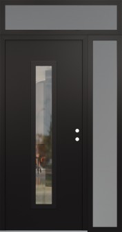 DIAMOND A11 50" X 96" BLACK/BLACK CLEAR GLASS PANEL BLACK LHI WITH SIDELITE AND TRANSOM FROSTED GLASS