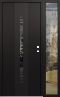 DIAMOND A5 48" X 80" BLACK/BLACK MIRRORED GLASS PANEL BLACK LHI WITH SIDELITE CLEAR GLASS