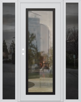 Diamond C1 60" x 80" white/white clear Glass Panel black RHI with 2 Sidelites mirrored Glass