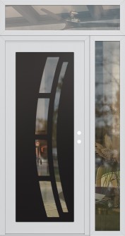 Diamond C12 50" x 96" white/white clear Glass Panel black LHI with Sidelite and Transom clear Glass