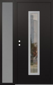 DIAMOND A11 52" X 80" BLACK/BLACK CLEAR GLASS PANEL STAINLESS STEEL RHI WITH SIDELITE FROSTED GLASS