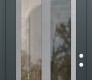 Modern Steel Front Door Diamond C14 36" x 96" anthracite/anthracite clear Glass Panel stainless steel LHI with Transom frosted Glass