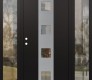 Modern Steel Front Door DIAMOND A12 60" X 80" BLACK/BLACK CLEAR GLASS PANEL STAINLESS STEEL RHI WITH 2 SIDELITES CLEAR GLASS