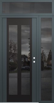 Diamond C14 48" x 96" anthracite/anthracite mirrored Glass Panel black LHI with Sidelite and Transom mirrored Glass