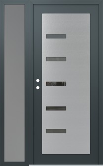 Diamond C8 50" x 80" anthracite/anthracite mirrored Glass Panel stainless steel RHI with Sidelite frosted Glass