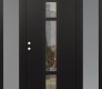 Modern Steel Front Door DIAMOND A9 68" X 80" BLACK/BLACK CLEAR GLASS PANEL BLACK RHI WITH 2 SIDELITES FROSTED GLASS