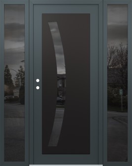 Diamond C4 68" x 80" anthracite/anthracite mirrored Glass Panel black RHI with 2 Sidelites mirrored Glass