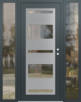 Diamond C10 64" x 80" anthracite/anthracite clear Glass Panel stainless steel LHI with 2 Sidelites clear Glass