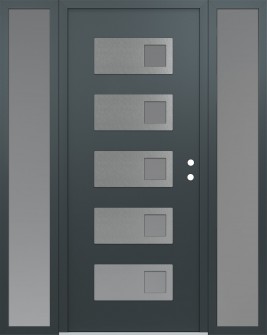Diamond D2 60" x 80" anthracite/anthracite frosted Glass Panel stainless steel LHI with 2 Sidelites frosted Glass