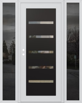 Diamond C7 64" x 80" white/white clear Glass Panel black RHI with 2 Sidelites mirrored Glass