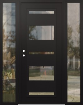 Diamond C10 64" x 80" black/black clear Glass Panel black RHI with 2 Sidelites clear Glass